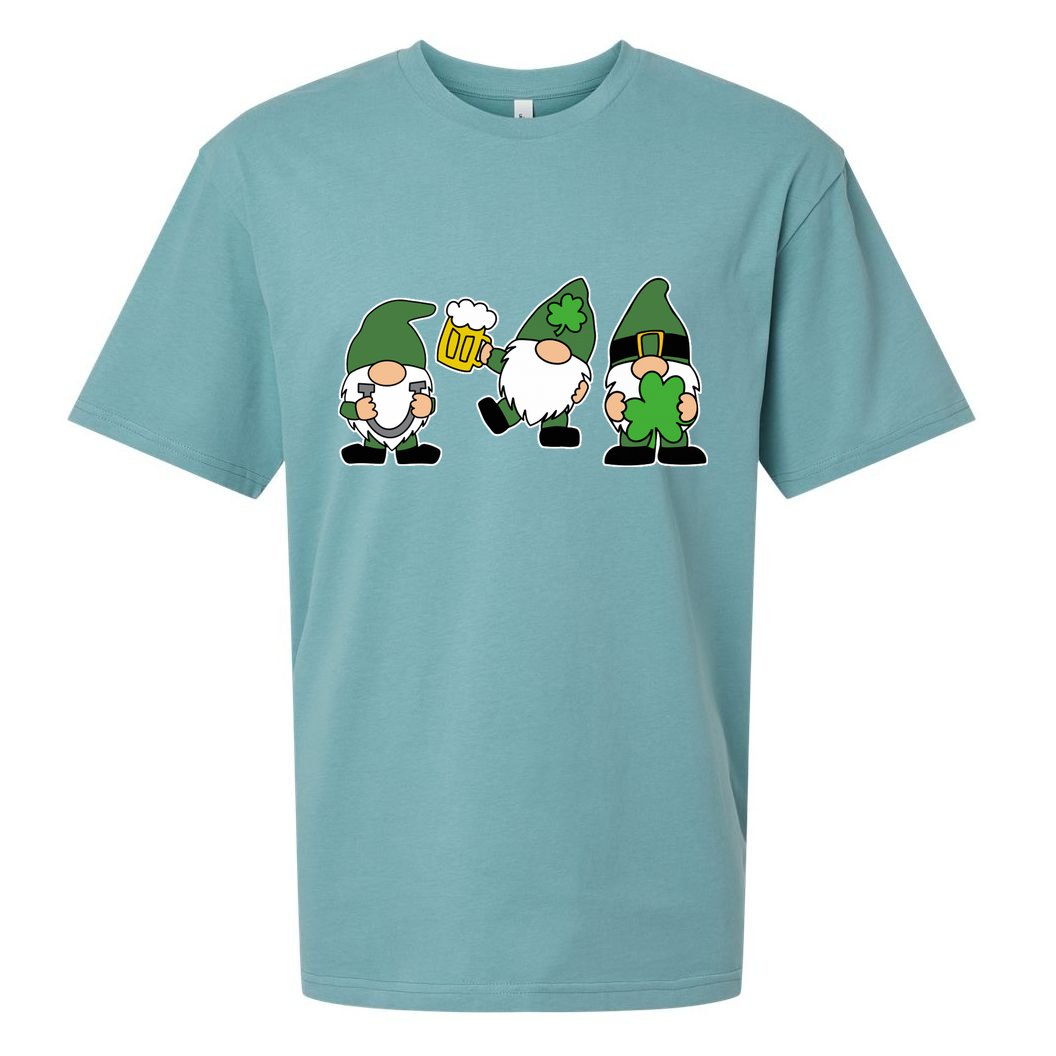 Funny St Patricks Day Drunk Gnomes Sueded Cloud Jersey T-Shirt