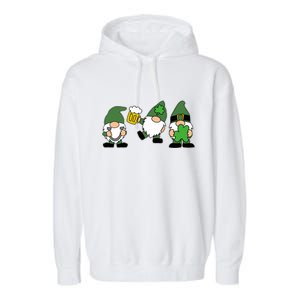 Funny St Patricks Day Drunk Gnomes Garment-Dyed Fleece Hoodie