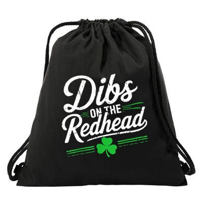 Funny St PatrickS Day Dibs On The Redhead Shamrock Drawstring Bag