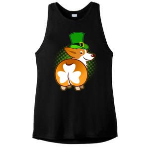 Funny St Patrick's Day Shamrock Corgi Butt Ladies PosiCharge Tri-Blend Wicking Tank