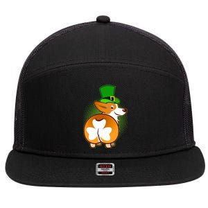 Funny St Patrick's Day Shamrock Corgi Butt 7 Panel Mesh Trucker Snapback Hat