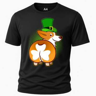 Funny St Patrick's Day Shamrock Corgi Butt Performance Shirt