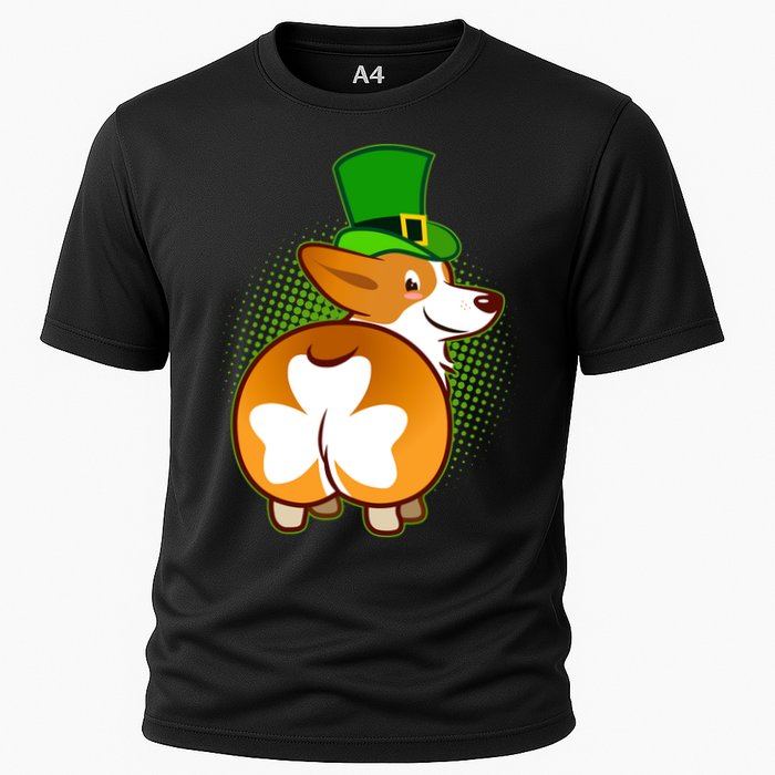 Funny St Patrick's Day Shamrock Corgi Butt Performance Shirt
