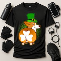 Funny St Patrick's Day Shamrock Corgi Butt Performance Shirt