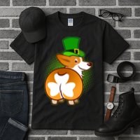 Funny St Patrick's Day Shamrock Corgi Butt Tall T-Shirt