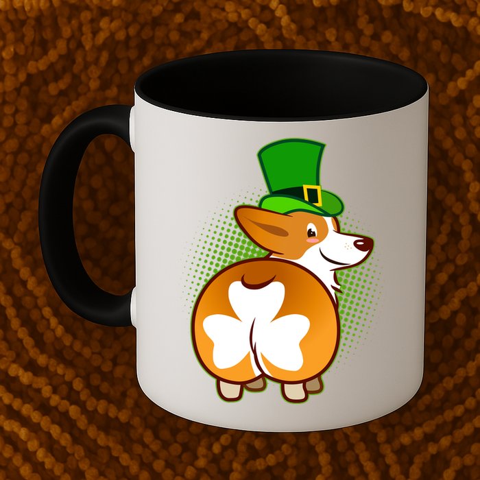 Funny St Patrick's Day Shamrock Corgi Butt Mug