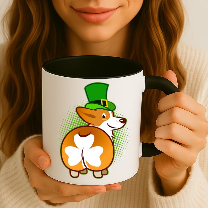 Funny St Patrick's Day Shamrock Corgi Butt Mug