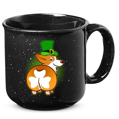 Funny St Patrick's Day Shamrock Corgi Butt 15oz Campfire Ceramic Mug