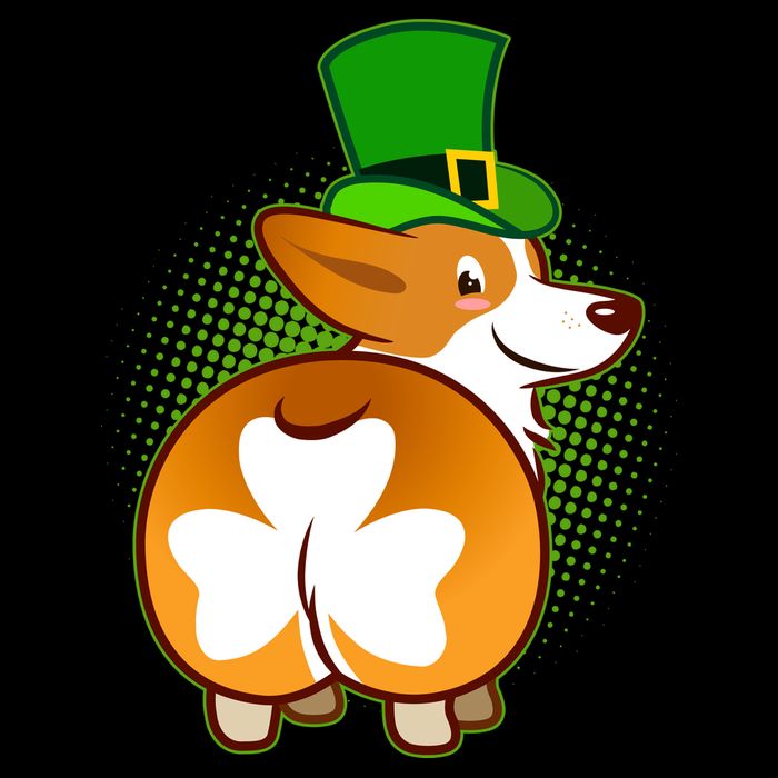 Funny St Patrick's Day Shamrock Corgi Butt Polo