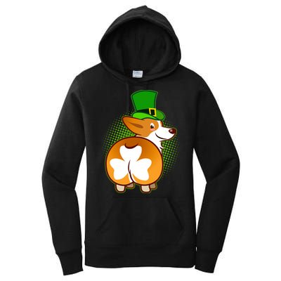 Funny St Patrick's Day Shamrock Corgi Butt Women's Pullover Hoodie