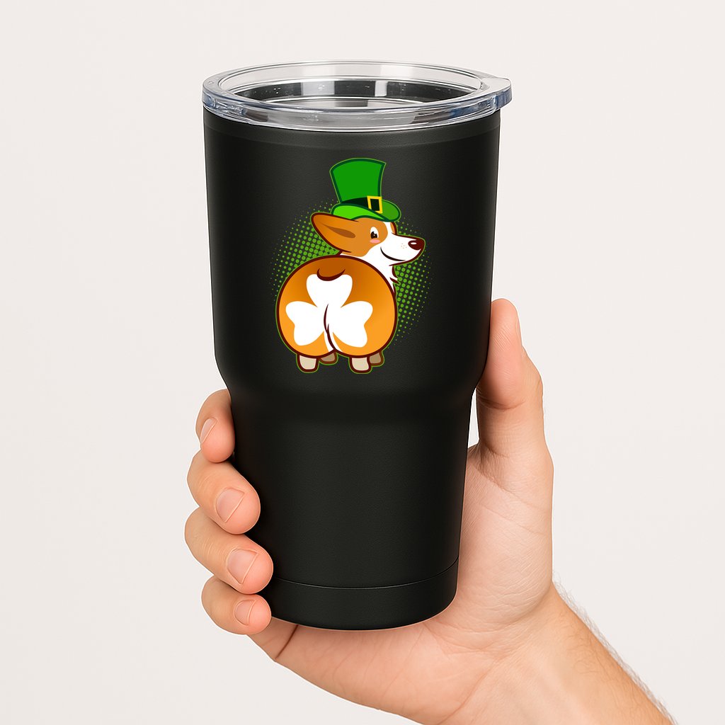 Funny St Patrick's Day Shamrock Corgi Butt Tumbler