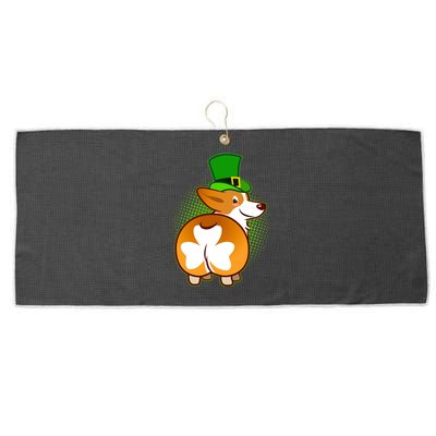 Funny St Patrick's Day Shamrock Corgi Butt Large Microfiber Waffle Golf Towel