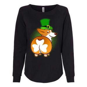 Funny St Patrick's Day Shamrock Corgi Butt Womens California Wash Sweatshirt