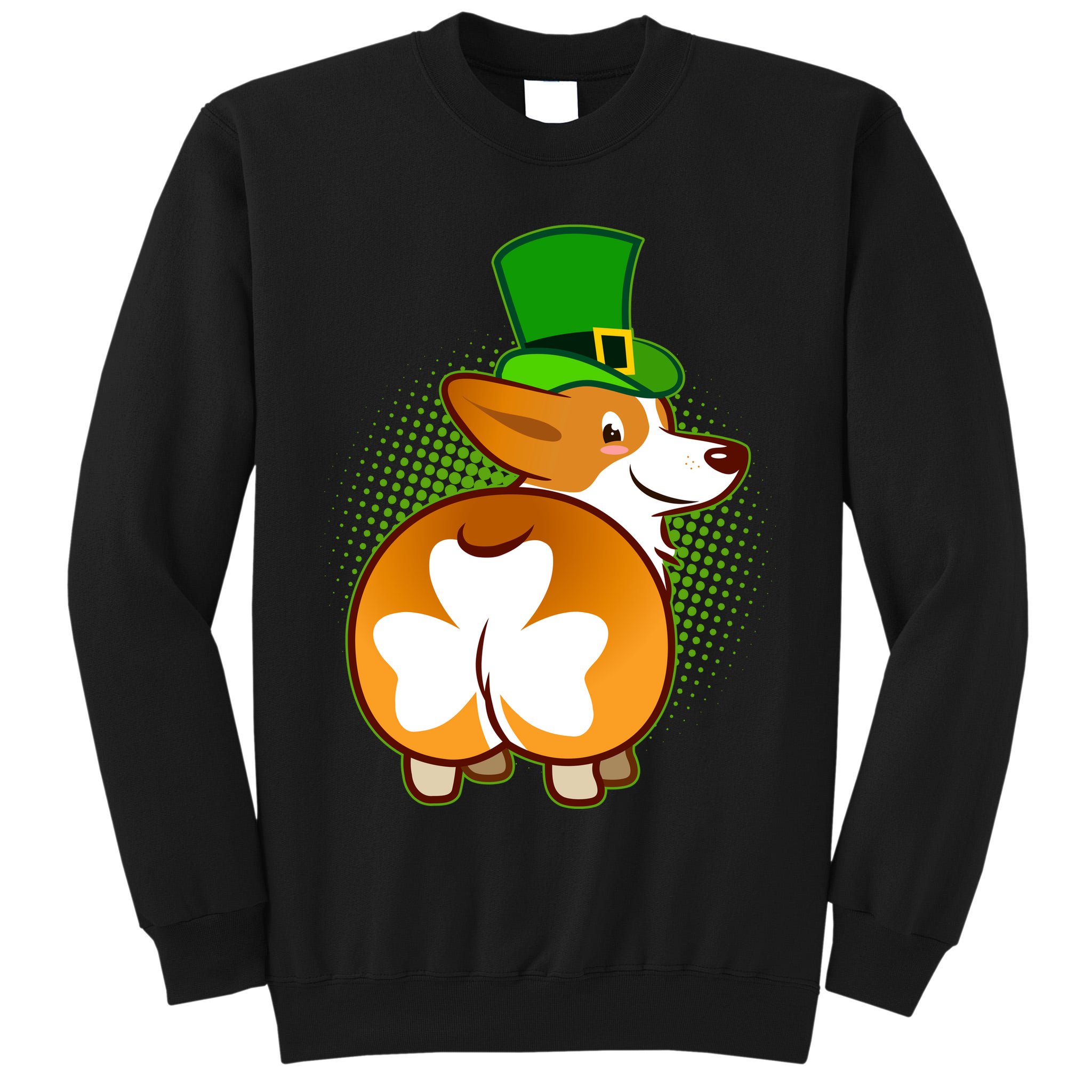 Funny St Patrick's Day Shamrock Corgi Butt Tall Sweatshirt
