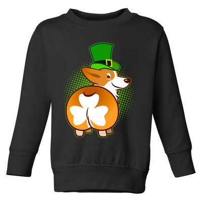Funny St Patrick's Day Shamrock Corgi Butt Toddler Sweatshirt