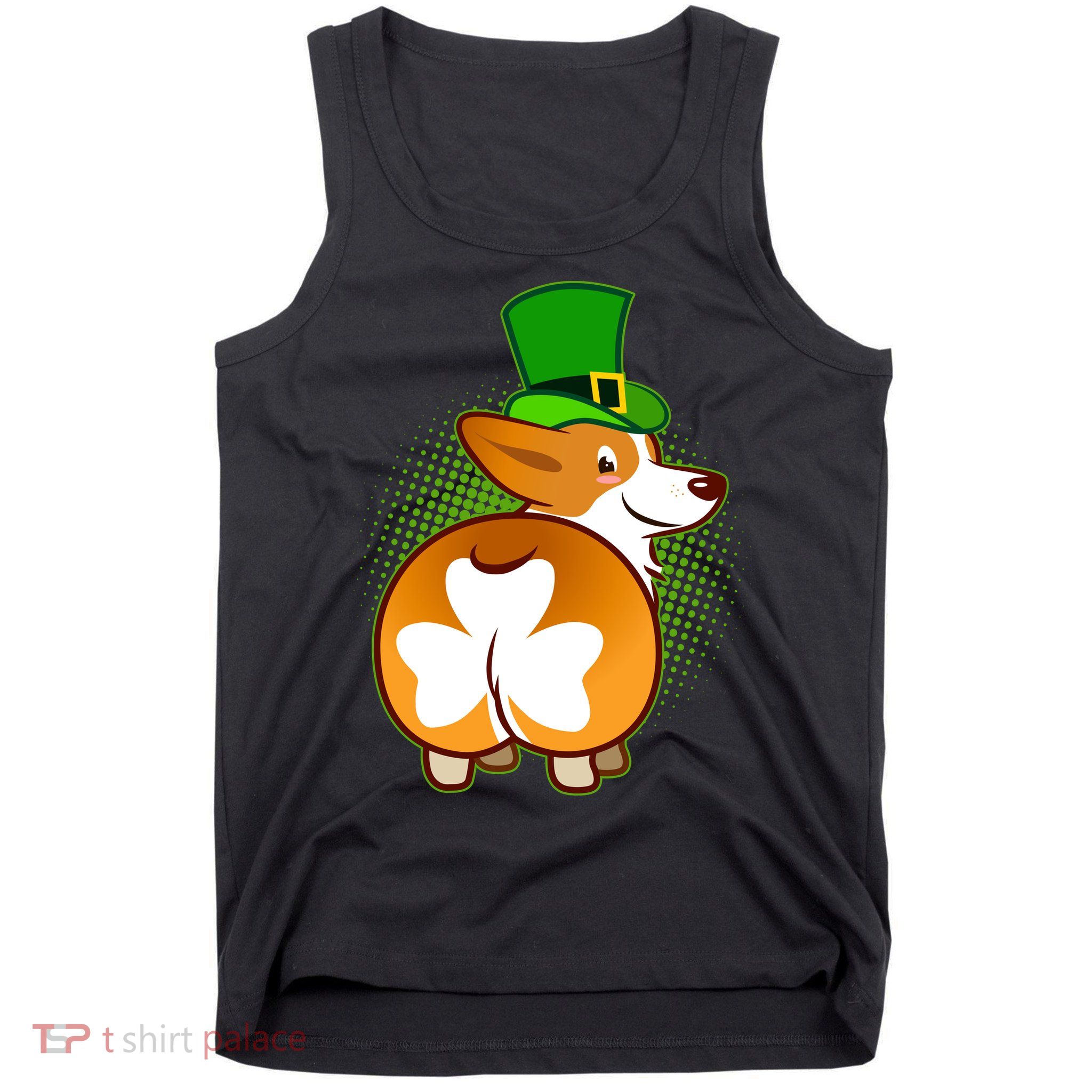 Funny St Patrick's Day Shamrock Corgi Butt Tank Top