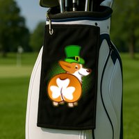 Funny St Patrick's Day Shamrock Corgi Butt Golf Towel