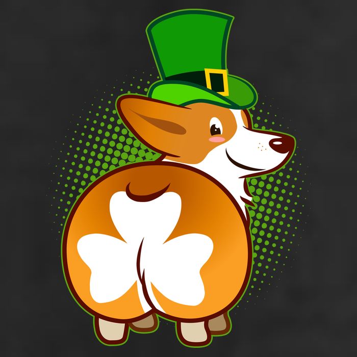 Funny St Patrick's Day Shamrock Corgi Butt Golf Towel