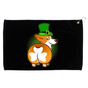 Funny St Patrick's Day Shamrock Corgi Butt Grommeted Golf Towel