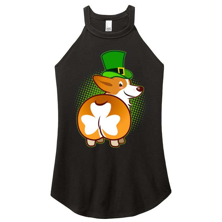 Funny St Patrick's Day Shamrock Corgi Butt Women's Perfect Tri Rocker Tank