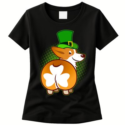 Funny St Patrick's Day Shamrock Corgi Butt Womens T-Shirt