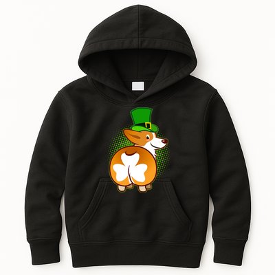 Funny St Patrick's Day Shamrock Corgi Butt Kids Hoodie
