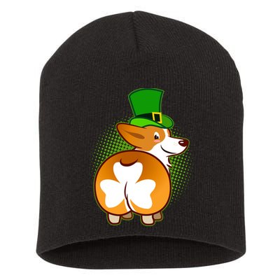 Funny St Patrick's Day Shamrock Corgi Butt Short Acrylic Beanie