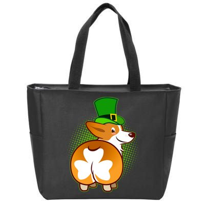 Funny St Patrick's Day Shamrock Corgi Butt Zip Tote Bag