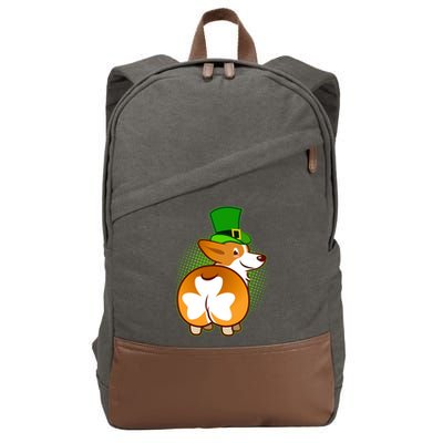 Funny St Patrick's Day Shamrock Corgi Butt Cotton Canvas Backpack