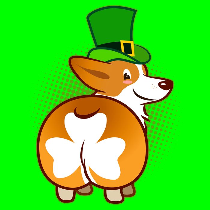 Funny St Patrick's Day Shamrock Corgi Butt Long Sleeve Shirt