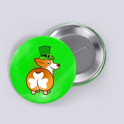 Funny St Patrick's Day Shamrock Corgi Butt Button
