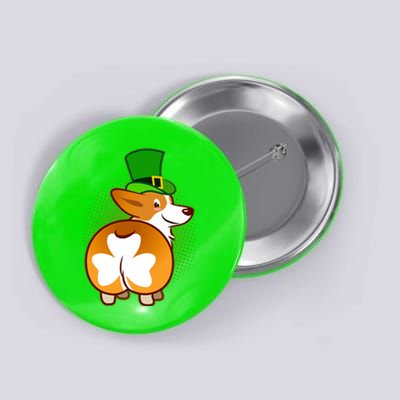 Funny St Patrick's Day Shamrock Corgi Butt Button