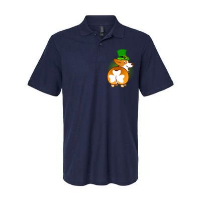 Funny St Patrick's Day Shamrock Corgi Butt Softstyle Adult Sport Polo