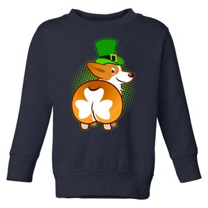 Funny St Patrick's Day Shamrock Corgi Butt Toddler Sweatshirt