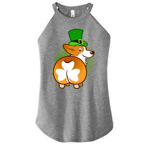 Funny St Patrick's Day Shamrock Corgi Butt Women's Perfect Tri Rocker Tank