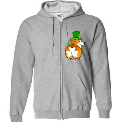 Funny St Patrick's Day Shamrock Corgi Butt Full Zip Hoodie