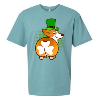 Funny St Patrick's Day Shamrock Corgi Butt Sueded Cloud Jersey T-Shirt