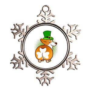 Funny St Patrick's Day Shamrock Corgi Butt Metallic Star Ornament