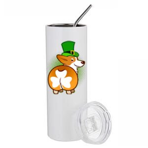 Funny St Patrick's Day Shamrock Corgi Butt Stainless Steel Tumbler