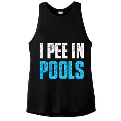 Funny Swimming Pool Swimmer I Pee in Pools Ladies PosiCharge Tri-Blend Wicking Tank