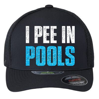 Funny Swimming Pool Swimmer I Pee in Pools Flexfit Unipanel Trucker Cap