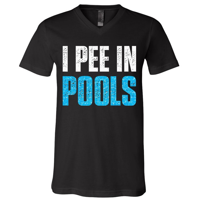 Funny Swimming Pool Swimmer I Pee in Pools V-Neck T-Shirt