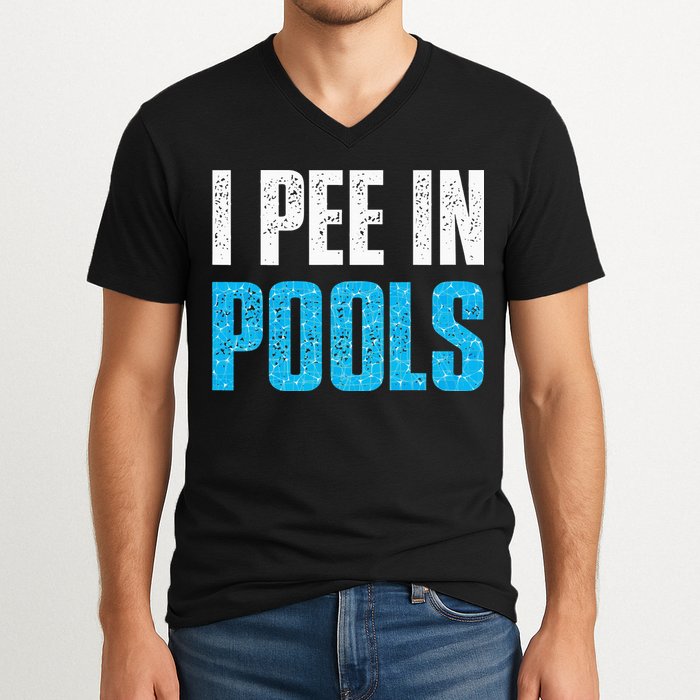 Funny Swimming Pool Swimmer I Pee in Pools V-Neck T-Shirt