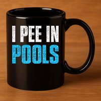 Funny Swimming Pool Swimmer I Pee in Pools 11oz C Handle Ceramic Mug