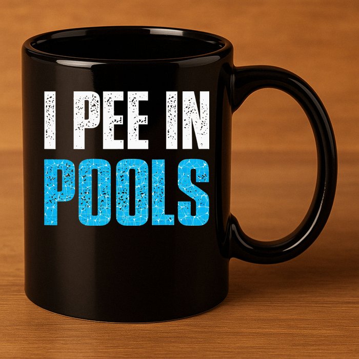 Funny Swimming Pool Swimmer I Pee in Pools 11oz C Handle Ceramic Mug
