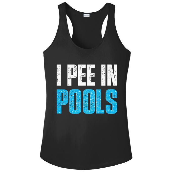 Funny Swimming Pool Swimmer I Pee in Pools Ladies PosiCharge Competitor Racerback Tank