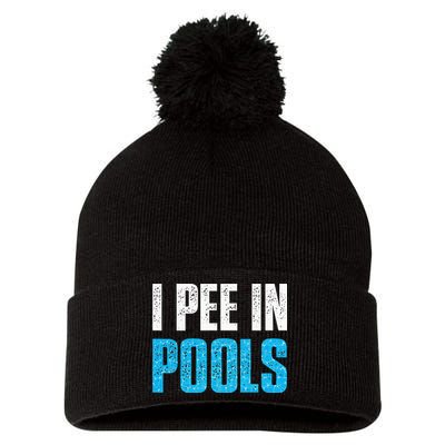 Funny Swimming Pool Swimmer I Pee in Pools Pom Pom 12in Knit Beanie