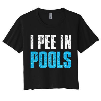 Funny Swimming Pool Swimmer I Pee in Pools Crop Top