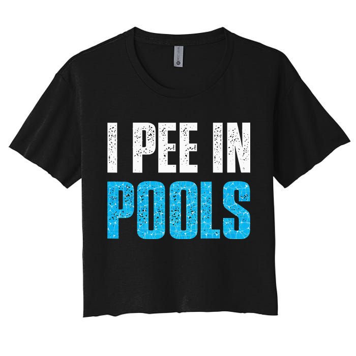 Funny Swimming Pool Swimmer I Pee in Pools Crop Top