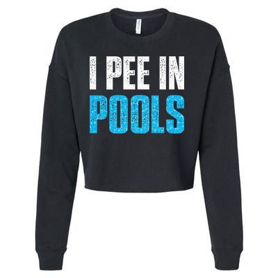 Funny Swimming Pool Swimmer I Pee in Pools Cropped Pullover Crew
